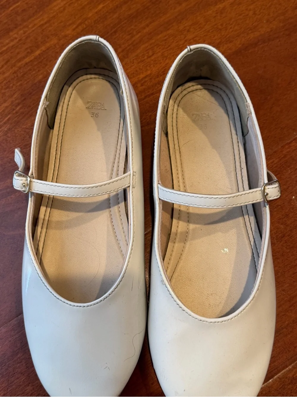 Zara Cream Mary Jane Dress Shoes for Kids